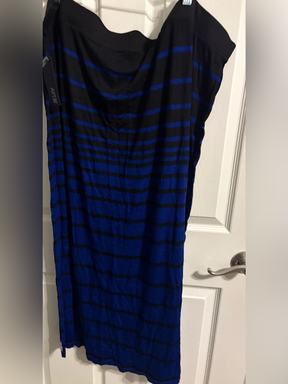 97- NWT Apt. 9 Black and Blue Striped Maxi Skirt